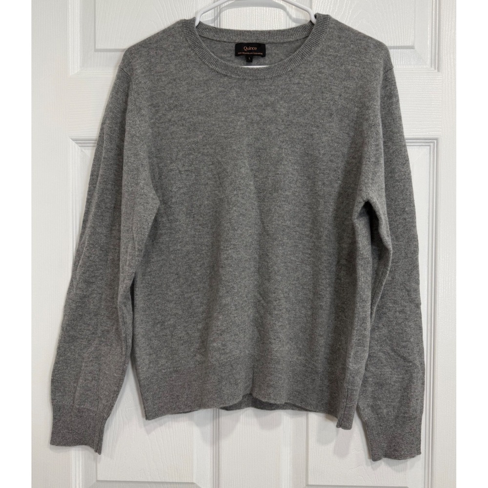 Quince Womens 100% Mongolian Cashmere Crewneck Sweater Gray Large L SGK001